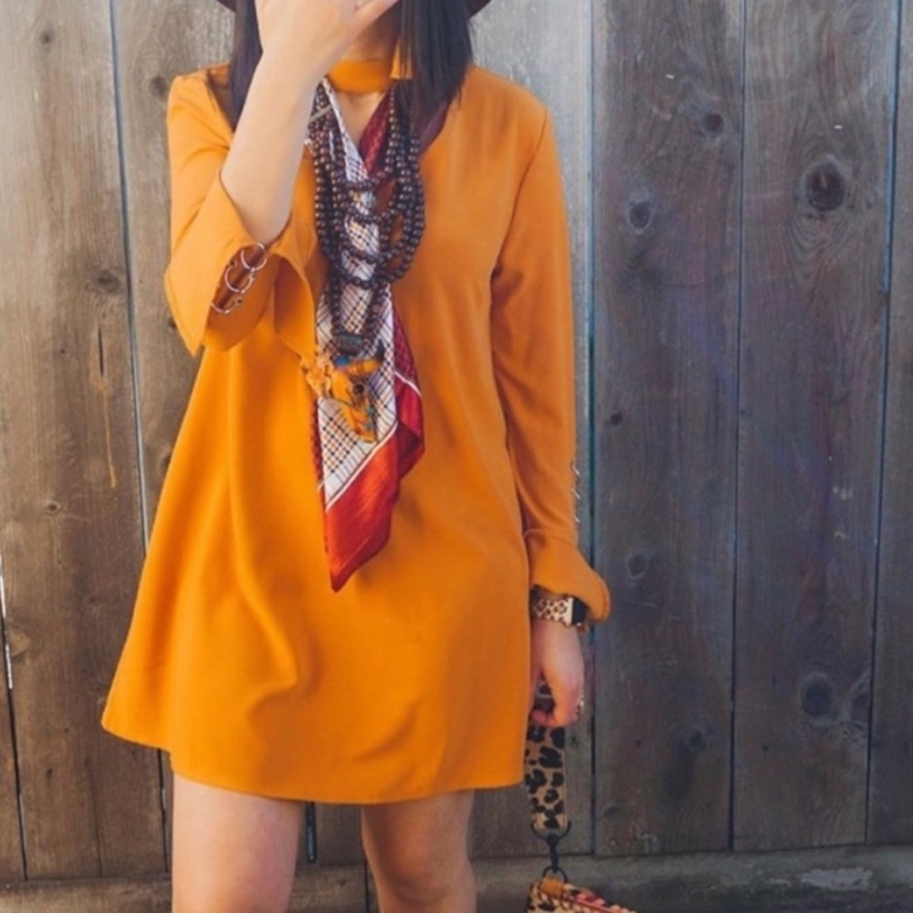 Orange dress with bell sleeves